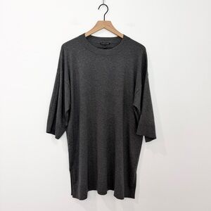 Eileen Fisher Heather Gray Drop Shoulder Tunic Top Tencel Knit size Medium